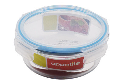 Контейнер стеклянный круглый 620 мл ТМ Appetite зеленый, фото 2