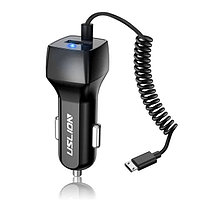 Автомобильное зарядное устройство USLION с кабелем MicroUSB, 2.1A, 1 USB, черный 555050
