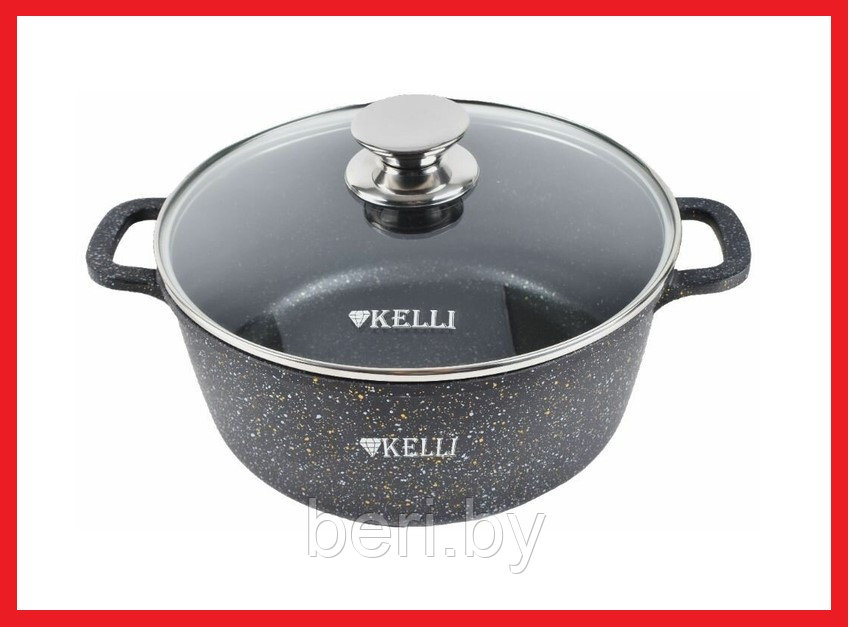 KL-4092-16 Кастрюля Kelli, с крышкой, с гранитным покрытием, 1,6 л, 16 см