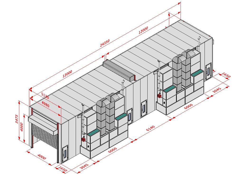 KraftWell KRW2455-TRMG Покрасочная камера 24 х 5 х 4,9 м., 120 000 м3/ч - фото 1 - id-p163948754