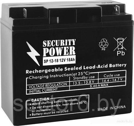 Аккумулятор для ИБП Security Power SP 12-18 (12В/18 А·ч), фото 2