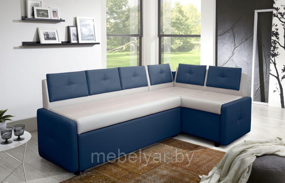 Кухонный диван Оскар (бело-синий) ZMF