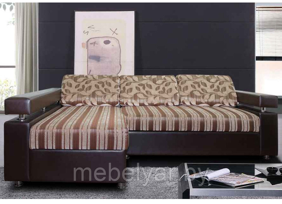 Угловой диван раскладной Виктория-3 (ПБ, полоса) ZMF - фото 1 - id-p163967476