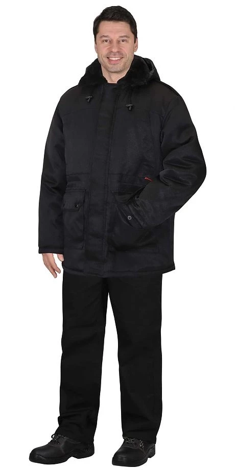 Куртка "СИРИУС-БЕЗОПАСНОСТЬ" зимняя удлиненная, черная