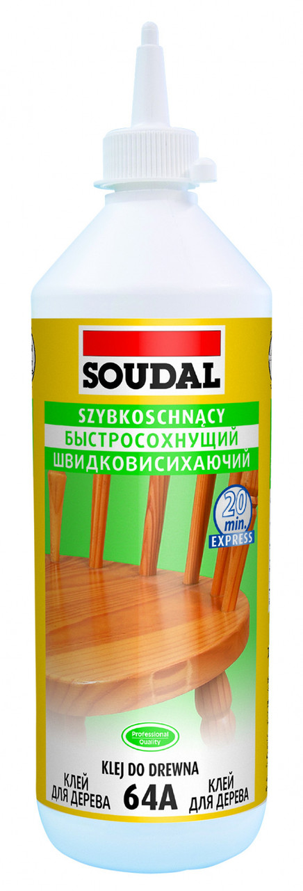 Клей для дерева ПВА Soudal D2 64А быстросохнущий белый 250 г