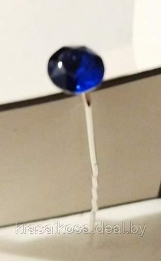 Шпилька со стразом 7 мм 6 см Синий - фото 1 - id-p163984092