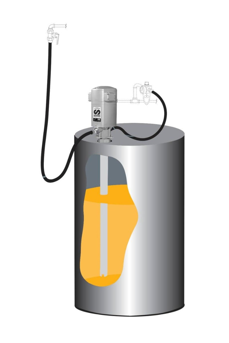 Пневматический комплект для масла для бочек 205 л с насосом PM35 5:1, монтаж на бочку - фото 1 - id-p163987310