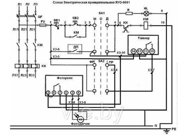 Схема электрическая принципиальная ЯУО-9601