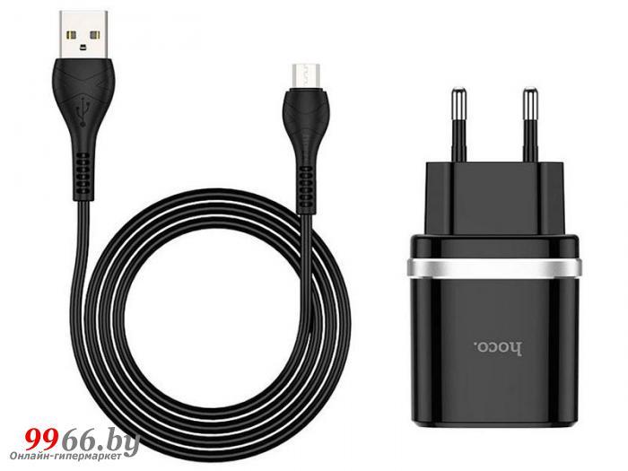 Зарядное устройство Hoco C12Q Smart 1xUSB 3A 18W QC3.0 / QC2.0 + кабель MicroUSB Black - фото 1 - id-p163999136