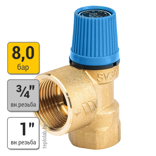 Watts SVW 3/4" x 1" 8 bar предохранительный клапан для систем водоснабжения