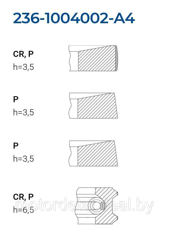 Комплект поршневых колец 236-1004002-А4 - фото 2 - id-p59056857