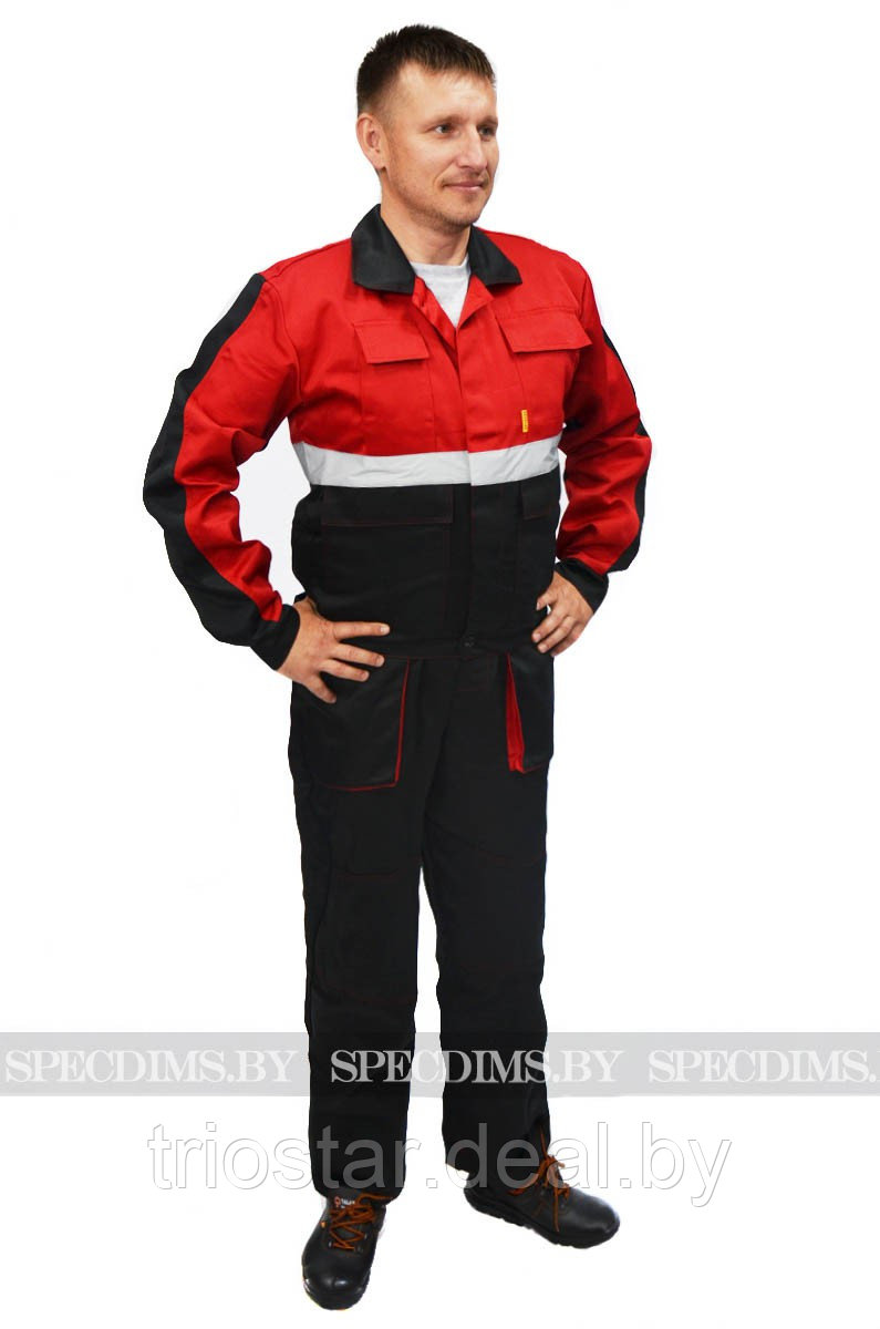 Костюм рабочий Профессионал красный с чёрным - фото 1 - id-p164046410