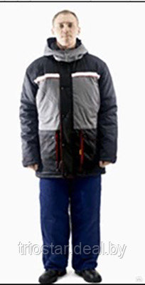Куртка утеплённая Комфорт (цвет черный с серым) - фото 1 - id-p164046608