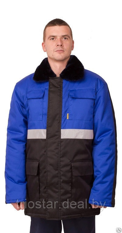 Куртка утеплённая Профессионал (черный с синим) - фото 1 - id-p164046609