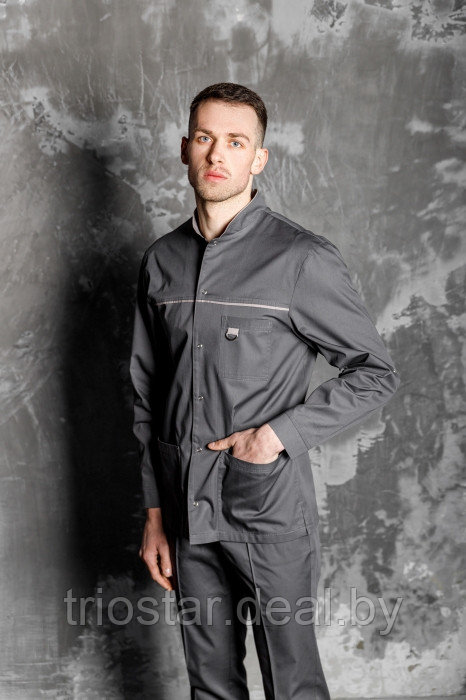 Куртка мужская медицинская М68 темно-серая - фото 1 - id-p164046735