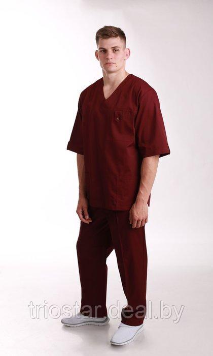 Блуза мужская медицинская М13 бордовая - фото 1 - id-p164046738
