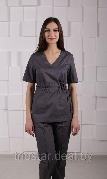 Блуза медицинская женская М153 темно-серая - фото 1 - id-p164046742