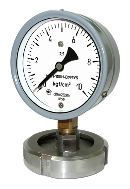 Манометр МТП-100/1-ВУМ с мембранным разделителем РМ-ГМ (молочной гайкой) - фото 1 - id-p164059358