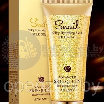Пенка для умывания VENZEN SKIN QUEEN Silky Hydrating Skin Gold Snail с фильтратом улитки и 24К золотом, 100 ml - фото 6 - id-p164062268