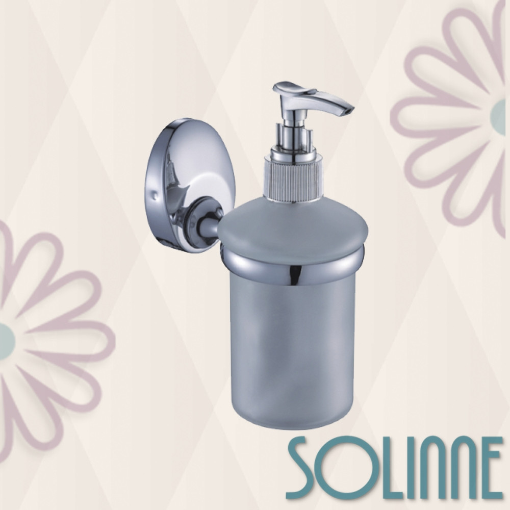 Дозатор для жидкого мыла стеклянный Solinne Modern 16191 , хром, стекло-сатин - фото 1 - id-p164126908