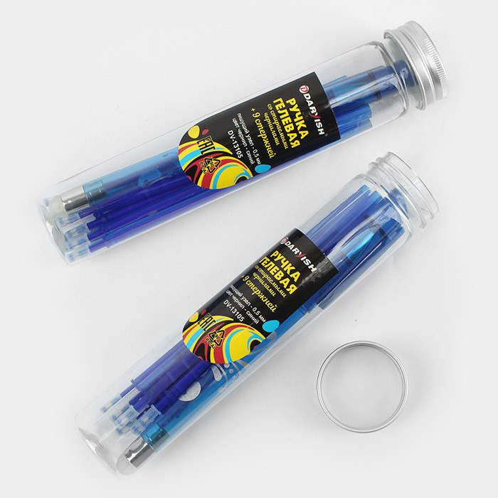 Ручка-шпион гелевая синяя со стираемыми чернилами + 9 стержней - фото 6 - id-p164151165