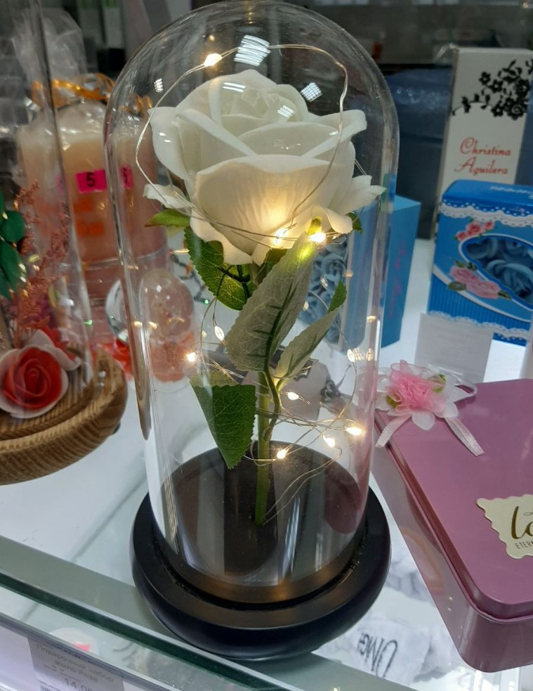 Роза в колбе с подсветкой "Единственная Моя" Белый - фото 1 - id-p140895351