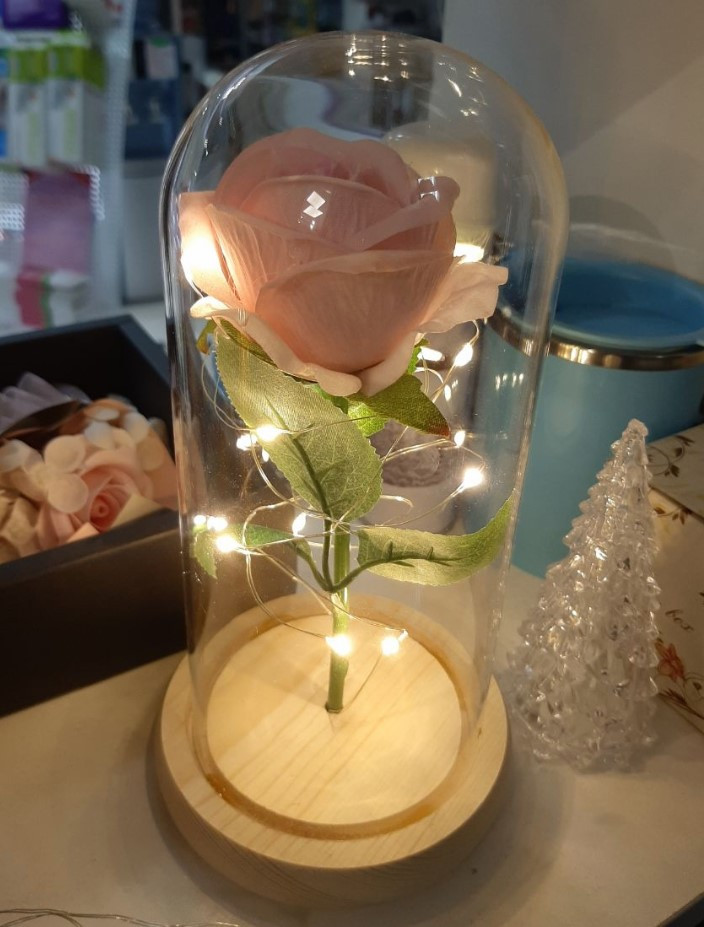 Роза в колбе с подсветкой "Единственная Моя" Розовый - фото 3 - id-p140895352