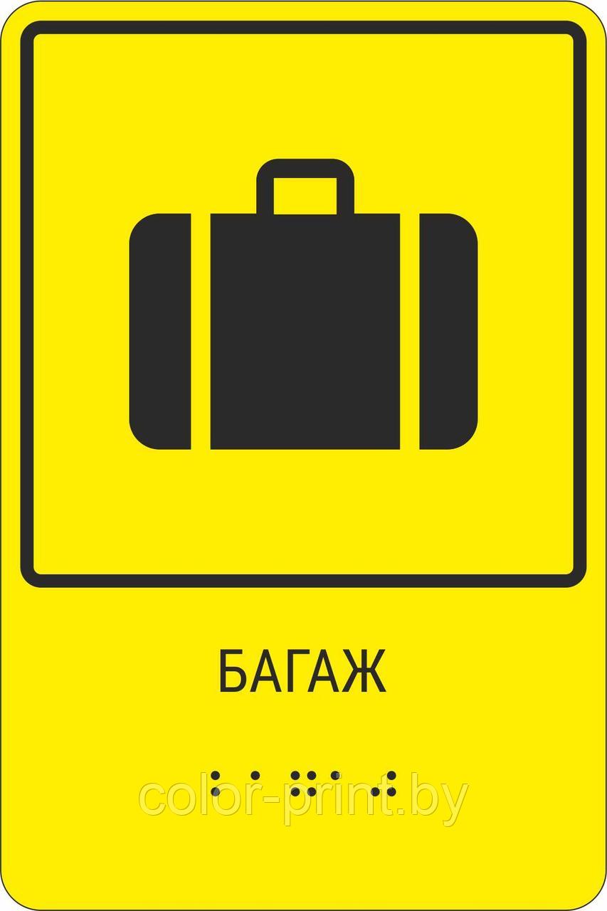 Тактильная пиктограмма с шрифтом Брайля  "Багаж"