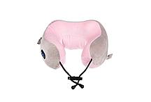 Дорожная подушка-подголовник для шеи с 
завязками, серо-розовая, фото 2