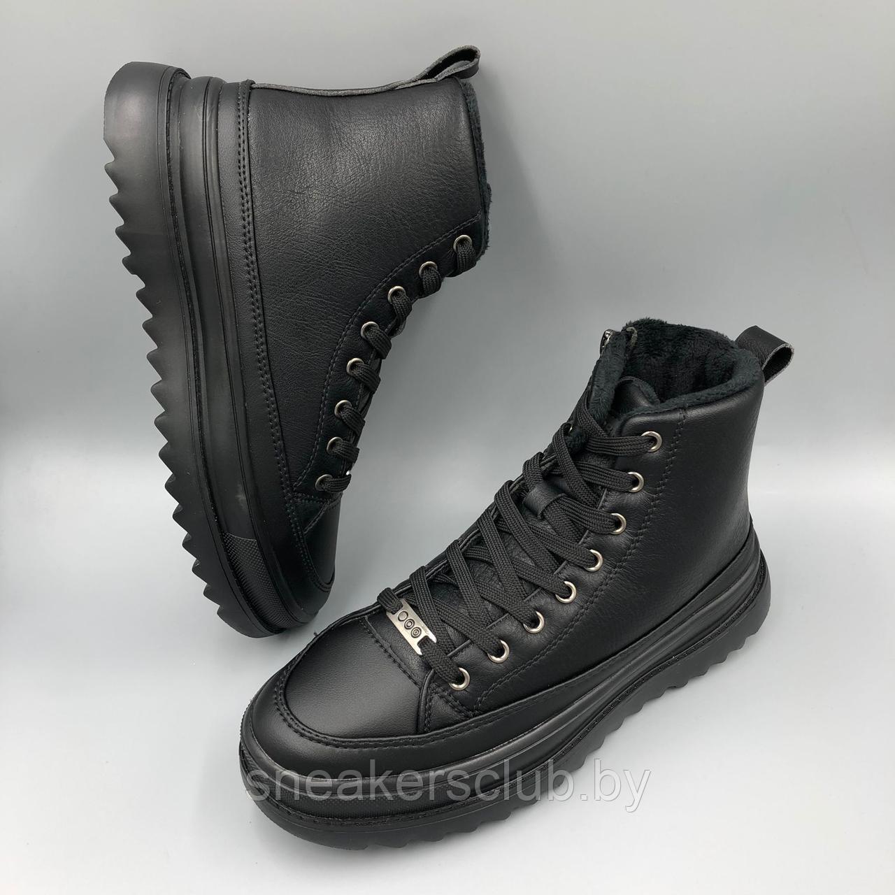 Ботинки женские черные Strobbs / высокие кроссовки / демисезонные - фото 2 - id-p164193917