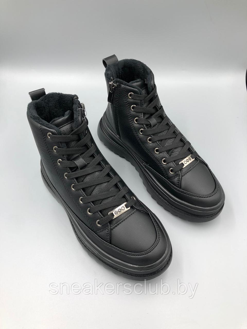 Ботинки женские черные Strobbs / высокие кроссовки / демисезонные - фото 4 - id-p164193917