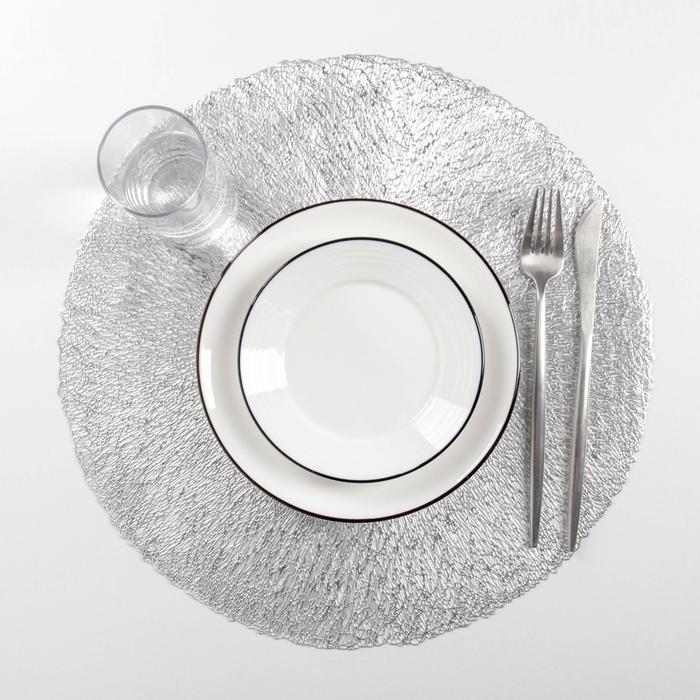 Набор салфеток кухонных Доляна "Соломка", d=38 см, 4 шт, цвет серебро - фото 1 - id-p163914380