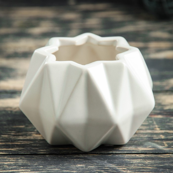 Кашпо керамическое "Треугольники" белое 10*10*7 см - фото 1 - id-p164159946