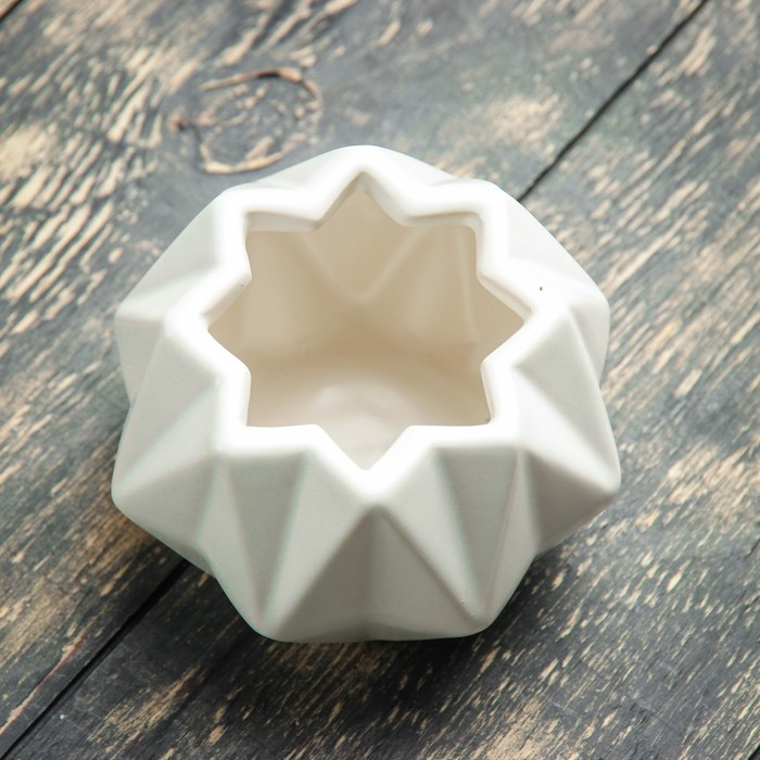 Кашпо керамическое "Треугольники" белое 10*10*7 см - фото 3 - id-p164159946