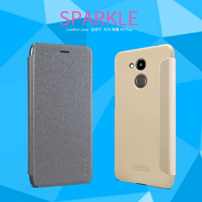 Полиуретановый чехол книга Nillkin Sparkle Leather Case Gold для Huawei Honor 6C Pro\ V9 Play - фото 5 - id-p70900378