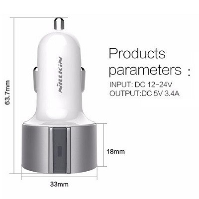 Автомобильное зарядное устройство Nillkin Vigor Car Charger 3.4 А Silver - фото 5 - id-p48808970