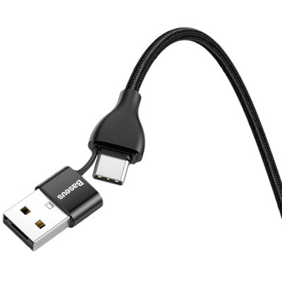 Кабель Baseus 2-in-1 Dual Output (CATLYW-G01) USB-A/C to Lightning 1m черный - фото 4 - id-p145131230