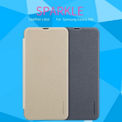 Полиуретановый чехол книга Nillkin Sparkle Leather Case Золотой для Samsung Galaxy A30/ A20 - фото 5 - id-p102571925