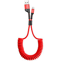 Кабель Baseus Fish eye Spring Data Cable USB For Type-C 3A 1M красный - CATSR-09