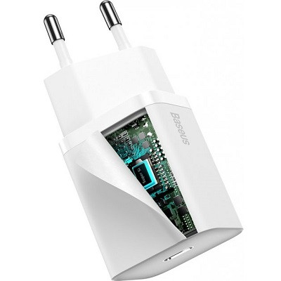 Сетевое зарядное устройство Baseus Super Silicone PD Charger 20W (1Type-C) (CCSUP-B02) белое - фото 3 - id-p154743098