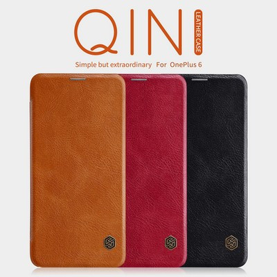 Кожаный чехол Nillkin Qin Leather Case Красный для OnePlus 6 - фото 5 - id-p82381922