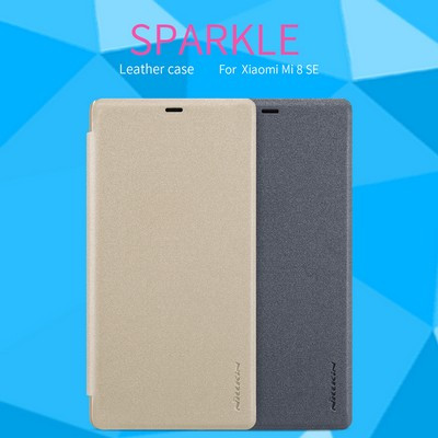 Полиуретановый чехол книга Nillkin Sparkle Leather Case Золотой для Xiaomi Mi8 SE - фото 5 - id-p82381940