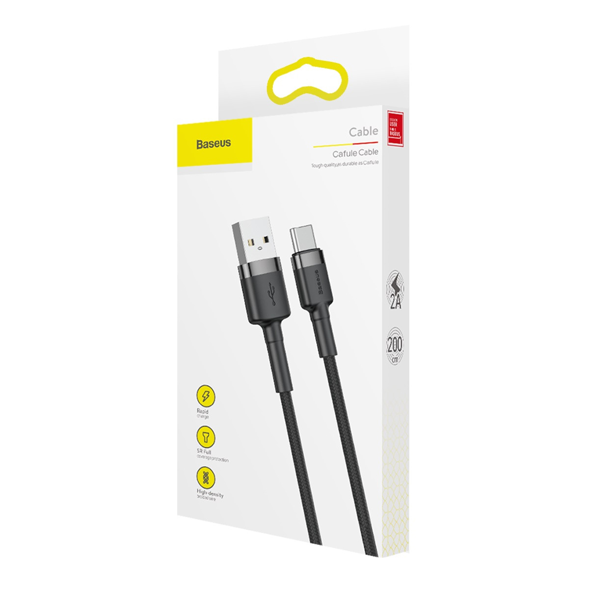 Кабель Baseus cafule Cable USB For Type-C 2A 2M черный - фото 9 - id-p150214872