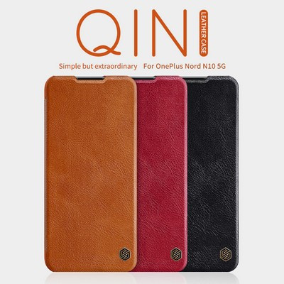 Кожаный чехол Nillkin Qin Leather Case Черный для OnePlus Nord N10 5G - фото 5 - id-p159632235