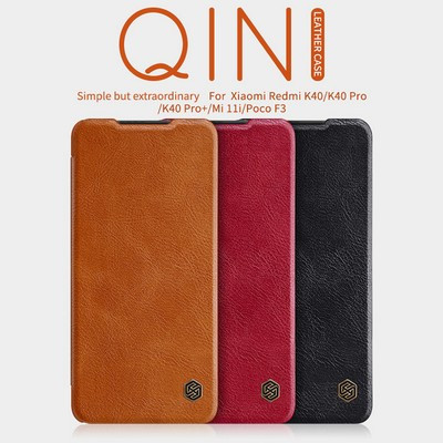 Кожаный чехол Nillkin Qin Leather Case Черный для Xiaomi Poco F3 - фото 5 - id-p159632242