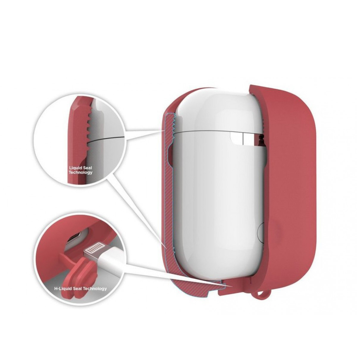 Водонепроницаемый чехол с карабином Elago Waterproof Hang Case для AirPods 1/2 белый - фото 3 - id-p159089199