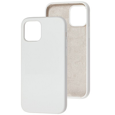 Силиконовый чехол Silicone с открытым низом белый для Apple iPhone 12 mini - фото 1 - id-p141081446