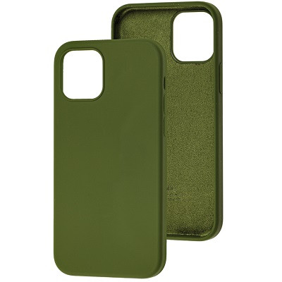 Силиконовый чехол Silicone с открытым низом темно-зеленый для Apple iPhone 12 mini - фото 1 - id-p141081448