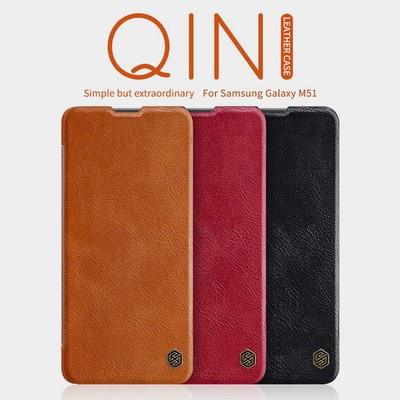 Кожаный чехол Nillkin Qin Leather Case Красный для Samsung Galaxy M51 - фото 5 - id-p142782347