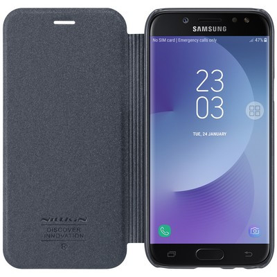 Полиуретановый чехол книга Nillkin Sparkle Leather Case Black для Samsung J530F Galaxy J5 (2017) - фото 3 - id-p163025008